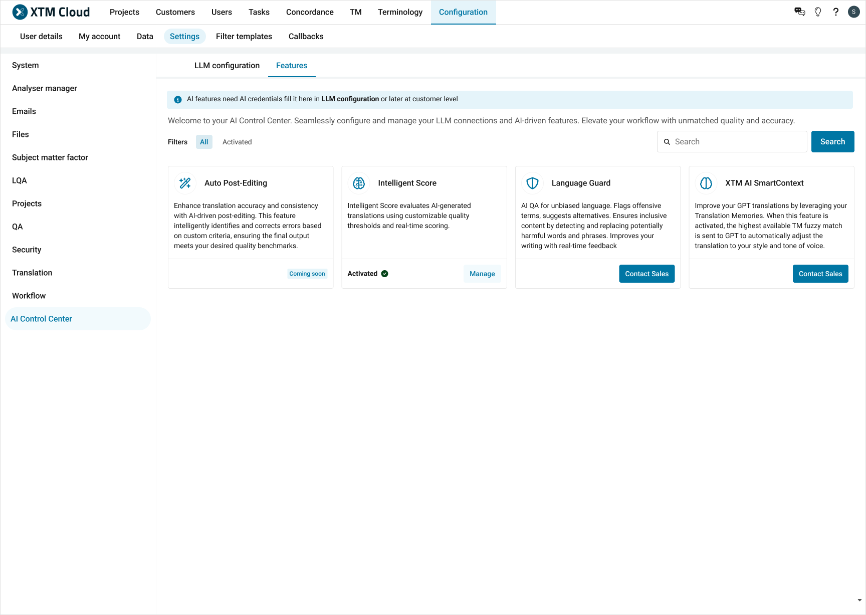 screenshot of XTM Cloud